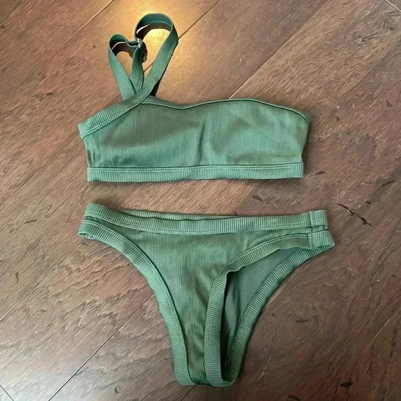 ZAFUL One Shoulder Textured Ribbed Bikini Set - Picture 4 of 8